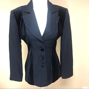 Vintage Hugo Buscati Navy jacket with velvet panels 4